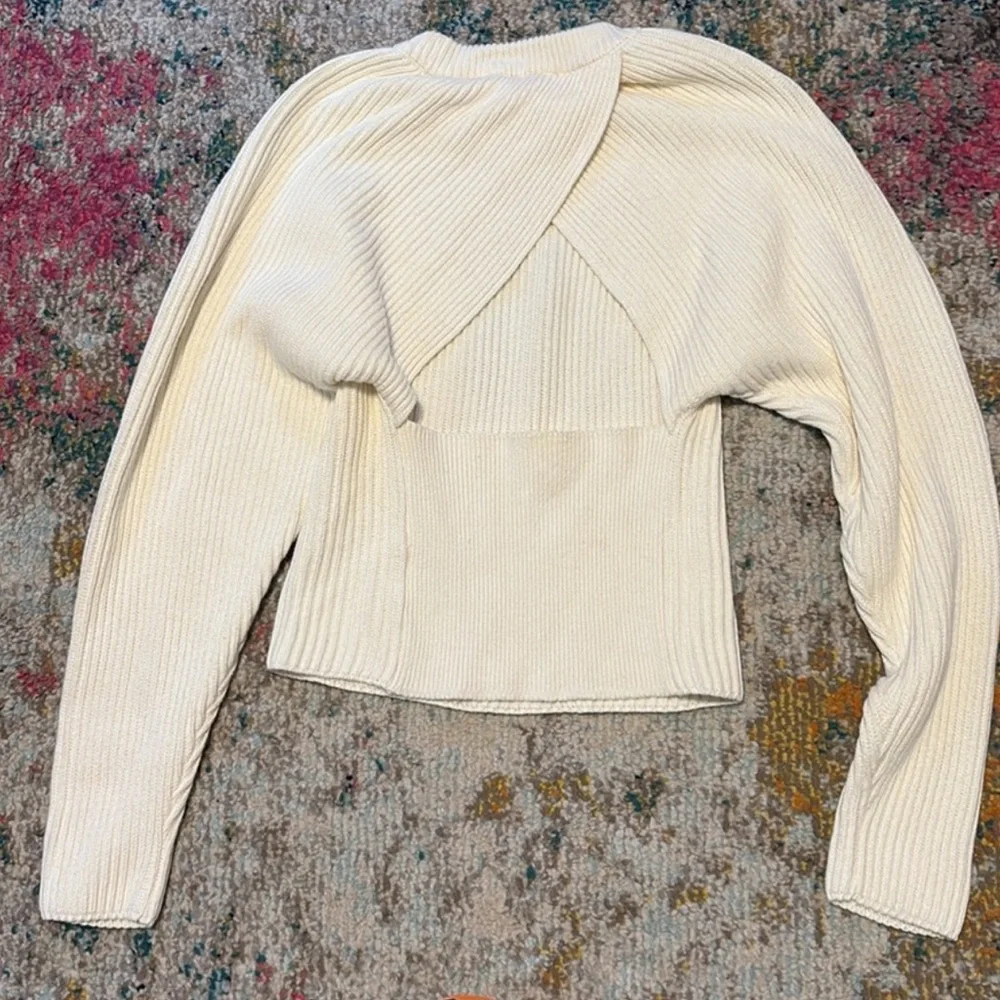 Ivory Ribbed Women's Sweater - Picture 1 of 6